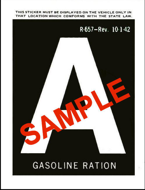 Modal Additional Images for 1942 Gas Ration Sticker A